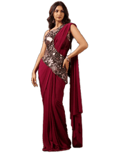 Saree Pre - stitched - Magneta S00093 - Aakritee -
